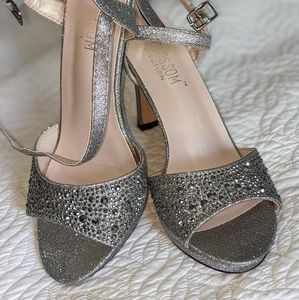 De Blossom Collection Silver Sandal Heels